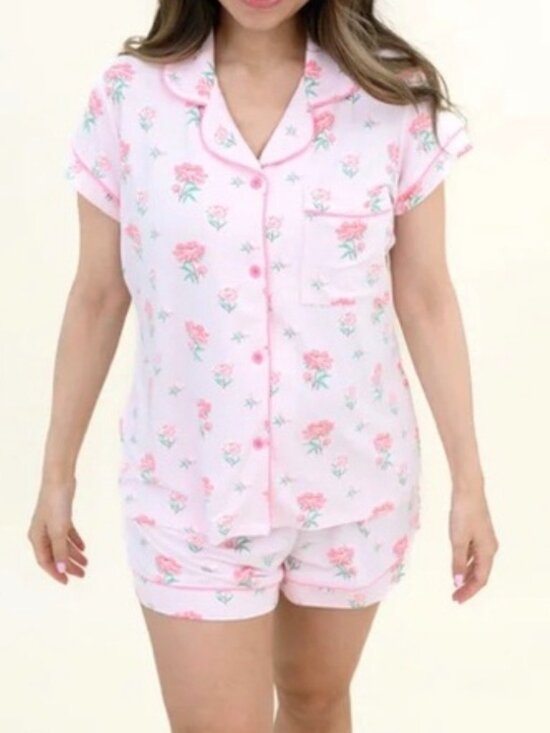 Kyte BABY Other - Kyte Baby Sakura Peony Print Pajama Set Adult Size XS Light Pink Bamboo Floral